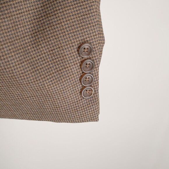 Pronto Uomo Platinum Luxury Wool Brown Blue Hounstooth 2 Button Sport Coat 44R - Picture 3 of 14